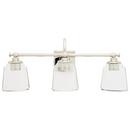 25-1/4 in. 100W 3-Light Medium E-26 Bath Light with Clear Glass in Brushed Nickel