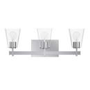 22-3/8 in. 100W 3-Light Medium E-26 Bath Light with Clear and Tapered Glass in Polished Chrome