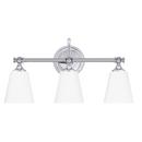 21 in. Wide 3-Light Vanitiy Fixture in Polished Chrome with Frosted Glass Shades (100W)