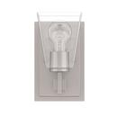 5 in. 100W 1-Light Medium E-26 Bath Light with Clear and Tapered Glass in Brushed Nickel