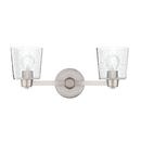 20 in. 100W 2-Light Medium E-26 Bath Light with Seeded Glass in Brushed Nickel