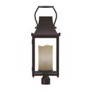 High Outdoor Single Head Post Light with Frosted Glass Shade in Bronze