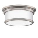 12-1/2 in. 37.5W 2-Light Wide Flushmount Drum Ceiling Fixture with Frosted Glass Shade in Brushed Nickel