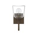 5-1/2 in. 100W 1-Light Medium E-26 Bath Light with Clear Glass in Plated Oxidized Bronze