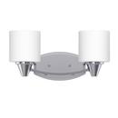 15 in. 100W 2-Light Medium E-26 Bath Light with Frosted Glass in Polished Chrome