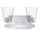 12-7/8 in. 100W 2-Light Medium E-26 Bath Light with Clear and Tapered Glass in Polished Chrome