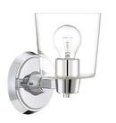 5-3/8 in. 100W 1-Light Medium E-26 Bath Light with Seeded Glass in Polished Chrome