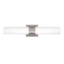 22 in. 60W 2-Light Medium E-26 Bath Light with Etched Glass in Brushed Nickel