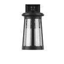 9-3/4 in. 12W 1-Light Tall Integrated LED Outdoor Wall Sconce with Seedy Glass Shade in Black