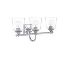Signature Hardware Polished Chrome 25-1/4 in. 100W 3-Light Medium E-26 Bath Light with Clear Glass 