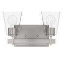 12-7/8 in. 100W 2-Light Medium E-26 Bath Light with Clear and Tapered Glass in Brushed Nickel