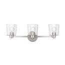 26-3/8 in. 100W 3-Light Medium E-26 Bath Light with Seeded Glass in Brushed Nickel