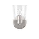 5-3/8 in. 100W 1-Light Medium E-26 Bath Light with Seeded Glass in Brushed Nickel