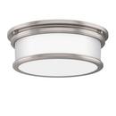 15-1/2 in. 3-Light 25W Wide Flushmount Drum Ceiling Fixture with Frosted Glass Shade in Brushed Nickel
