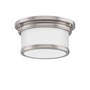 9-1/2 in. 100W 1-Light Wide Flushmount Drum Ceiling Fixture with Frosted Glass Shade in Brushed Nickel