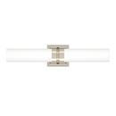 22 in. 60W 2-Light Medium E-26 Bath Light with Etched Glass in Polished Nickel