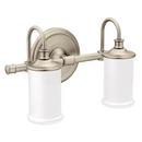 2-Light Up/Down Lighting Bathroom Vanity Light Fixture with Frosted Shades in Brushed Nickel