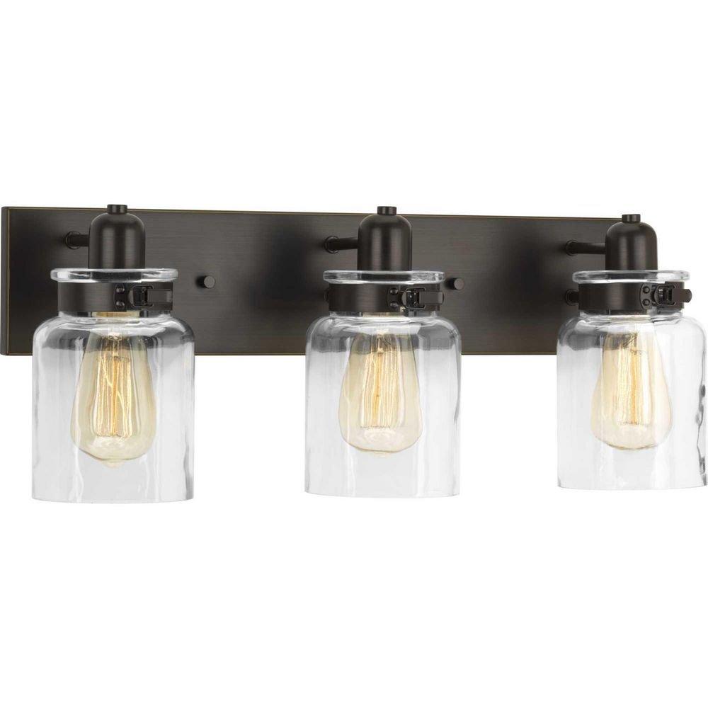 Progress Lighting Antique Bronze 100W 3-Light Vanity Fixture with Clear Glass 