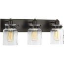Progress Lighting Antique Bronze 100W 3-Light Vanity Fixture with Clear Glass 