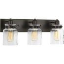 100W 3-Light Vanity Fixture with Clear Glass in Antique Bronze