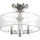 Progress Lighting Polished Nickel 60W 3-Light Candelabra E-12 Incandescent Semi-Flush Mount Ceiling Fixture 