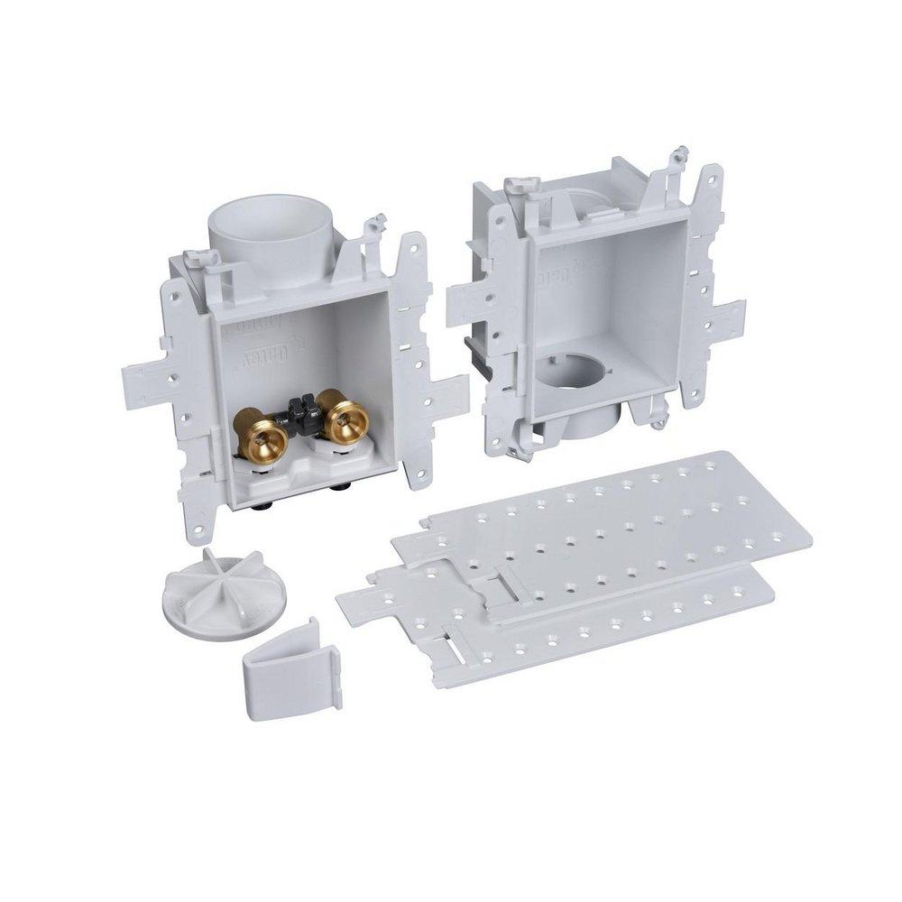 Oatey&reg; White 3-19/50 x 4-17/20 x 8 in. Washing Machine Quarter-Turn Outlet Box 