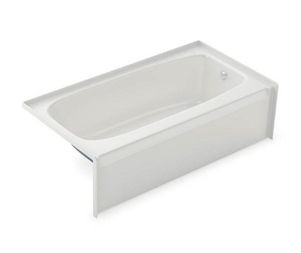 Aker by MAAX White 54 x 30-1/2 in. Fiberglass, Resin and Gelcoat Rectangle Alcove Bathtub with Right Drain 