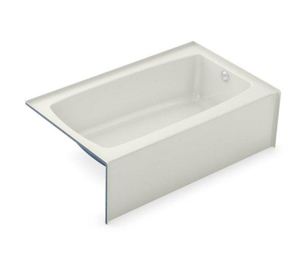 Aker by MAAX Biscuit 60 x 37 in. Fiberglass, Resin and Gelcoat Rectangle Alcove Bathtub with Left Drain 