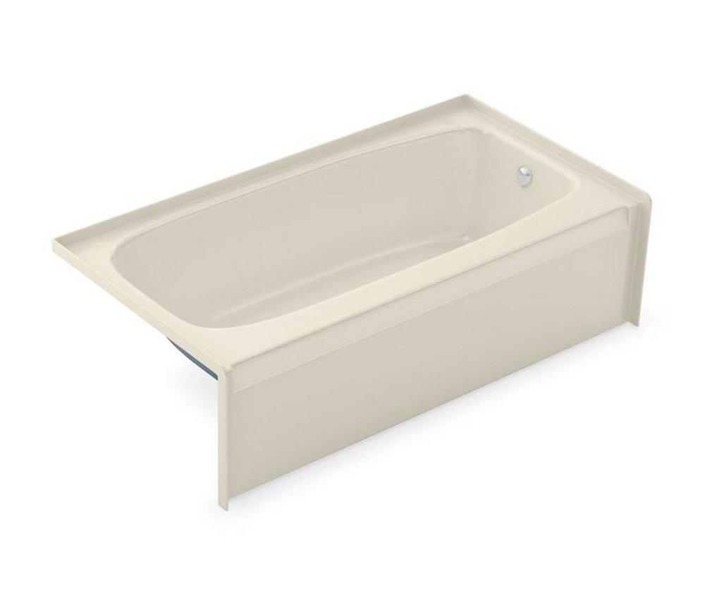 Aker by MAAX Bone 60 x 31-1/2 in. Fiberglass, Resin and Gelcoat Rectangle Alcove Bathtub with Left Drain 