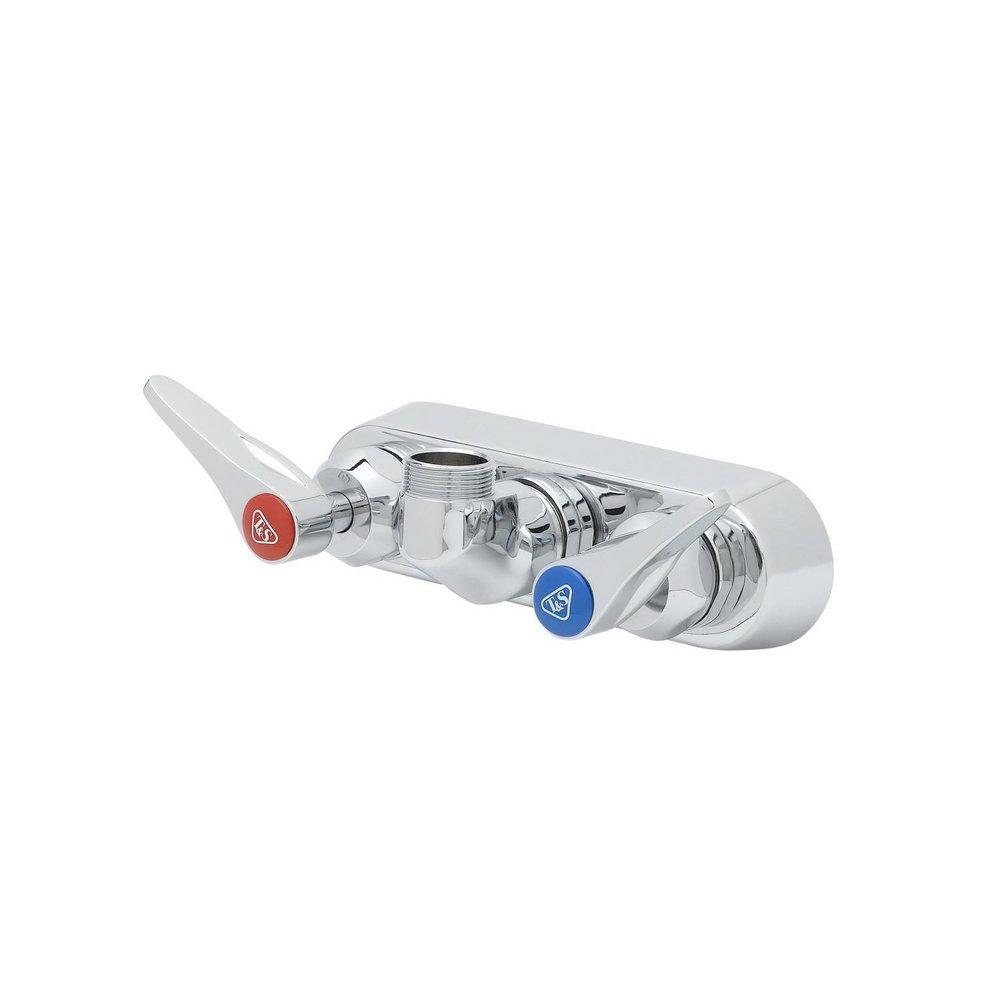 T&S Brass Chrome Plated 4 WALL MOUNT WORKBOARD FAUCET LESS NOZZLE CERAMA LEVER HANDLES 