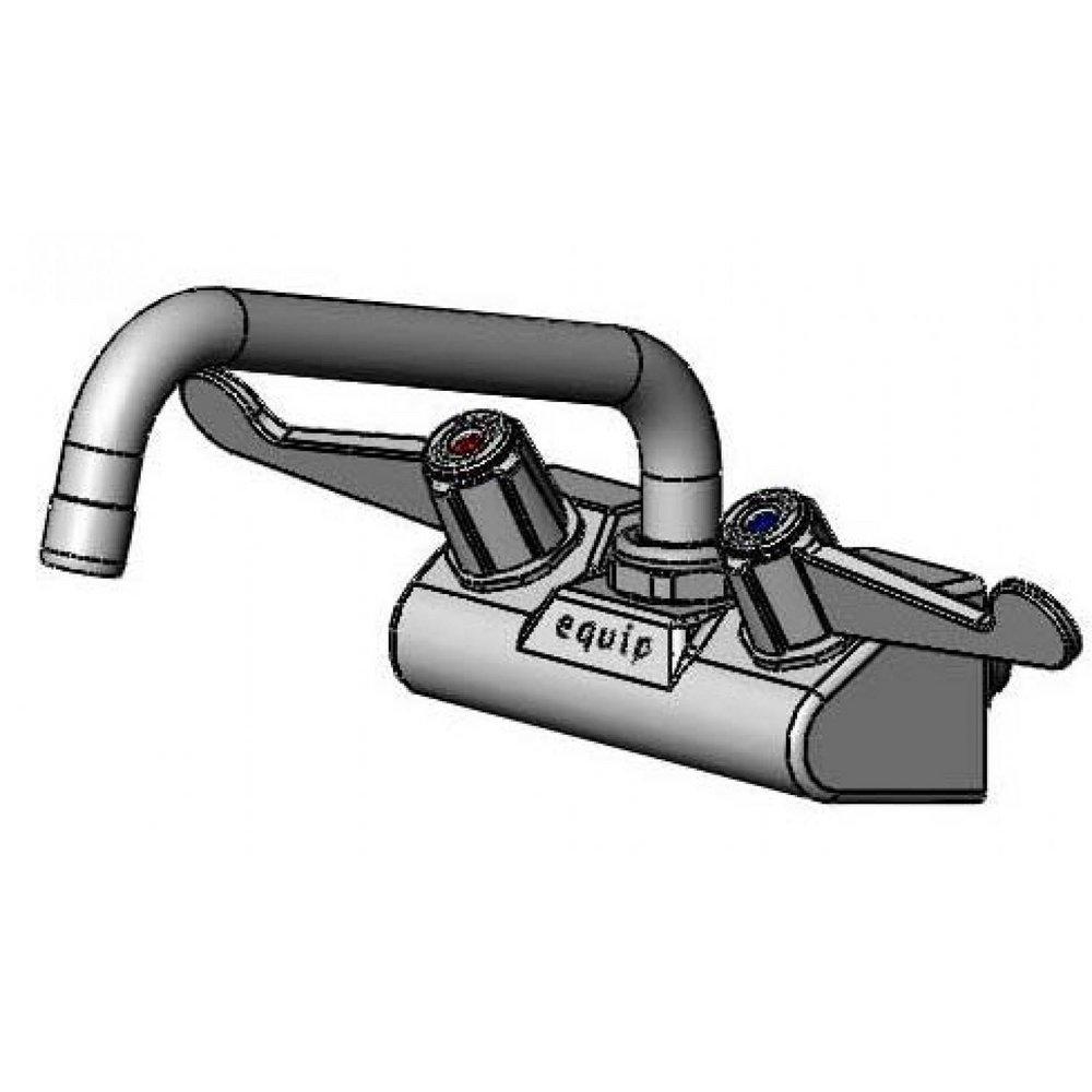 T&S Brass Chrome EQUIP 4 WALL MOUNT FAUCET W/ 8 SWING NOZZLE 4 WRIST HANDLES & 2.2 GPM AERATOR 