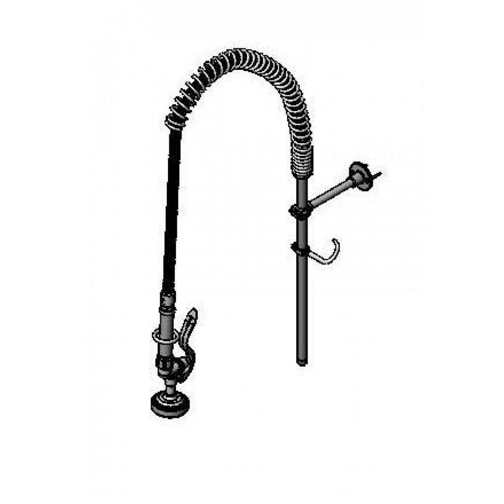 T&S Brass Polished Chrome Pre Rinse Assembly Hose Faucet with Single Handle 