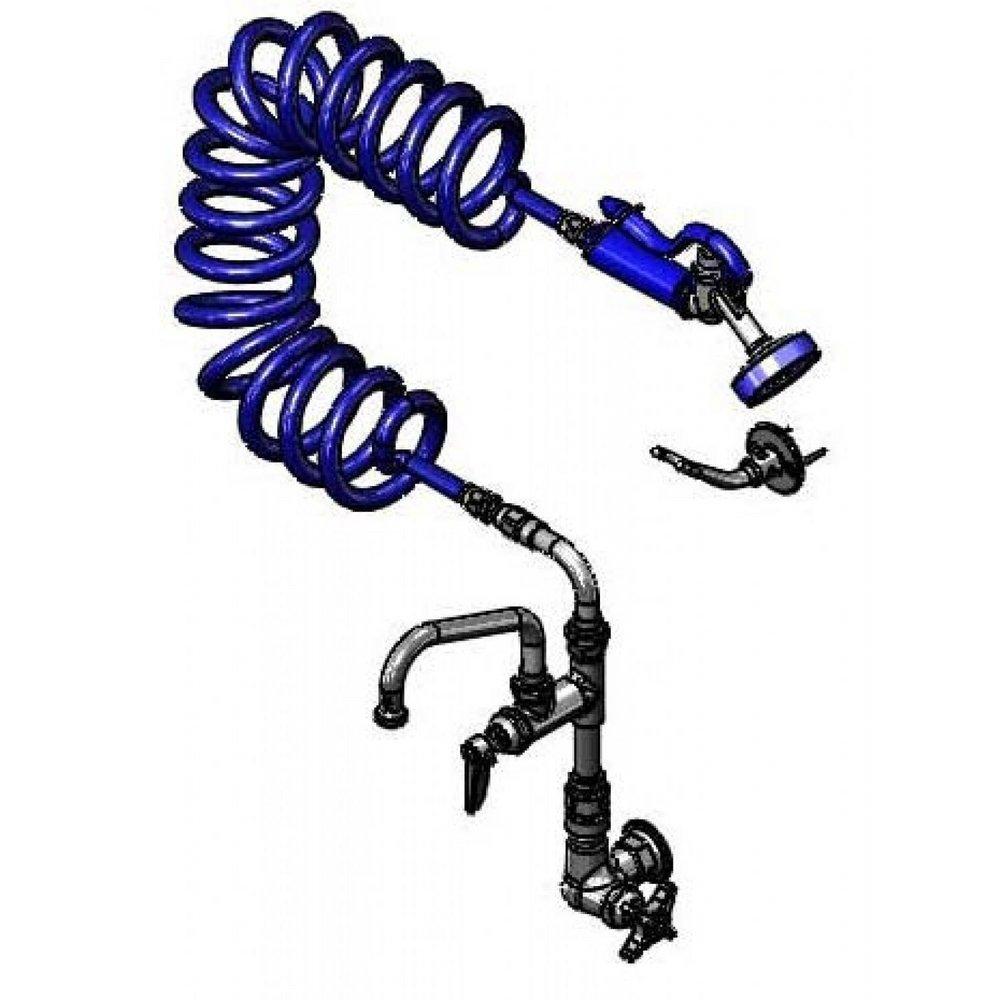 T&S Brass Polished Chrome 1 Hole Wall Mount Pet Groom Faucet with Double Handle 