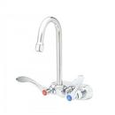 T&S Brass Polished Chrome 2.2 gpm 2 Hole Wall Mount Workboard Institutional Sink Faucet with Double Wristblade Handle 