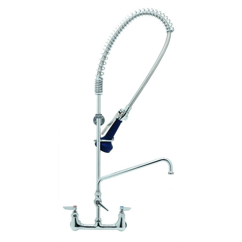 T&S Brass Chrome PRE-RINSE UNIT: 8 C/C WALL MOUNT 1/2 NPT FEMALE INLETS 10 RISER B-0108-C SPRAY VALVE 
