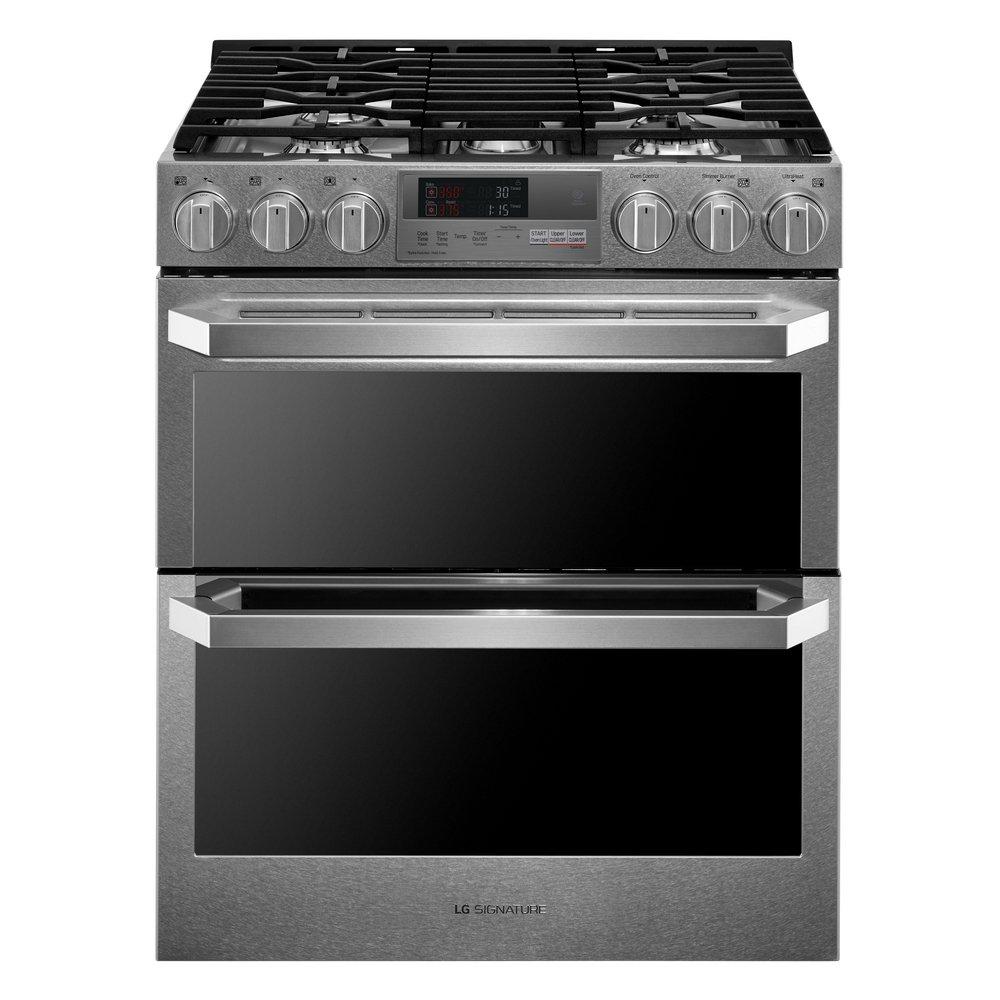 LG Electronics Textured Steel&trade; 29-7/8 in. Dual Fuel 5-Burner Sealed Freestanding Range 