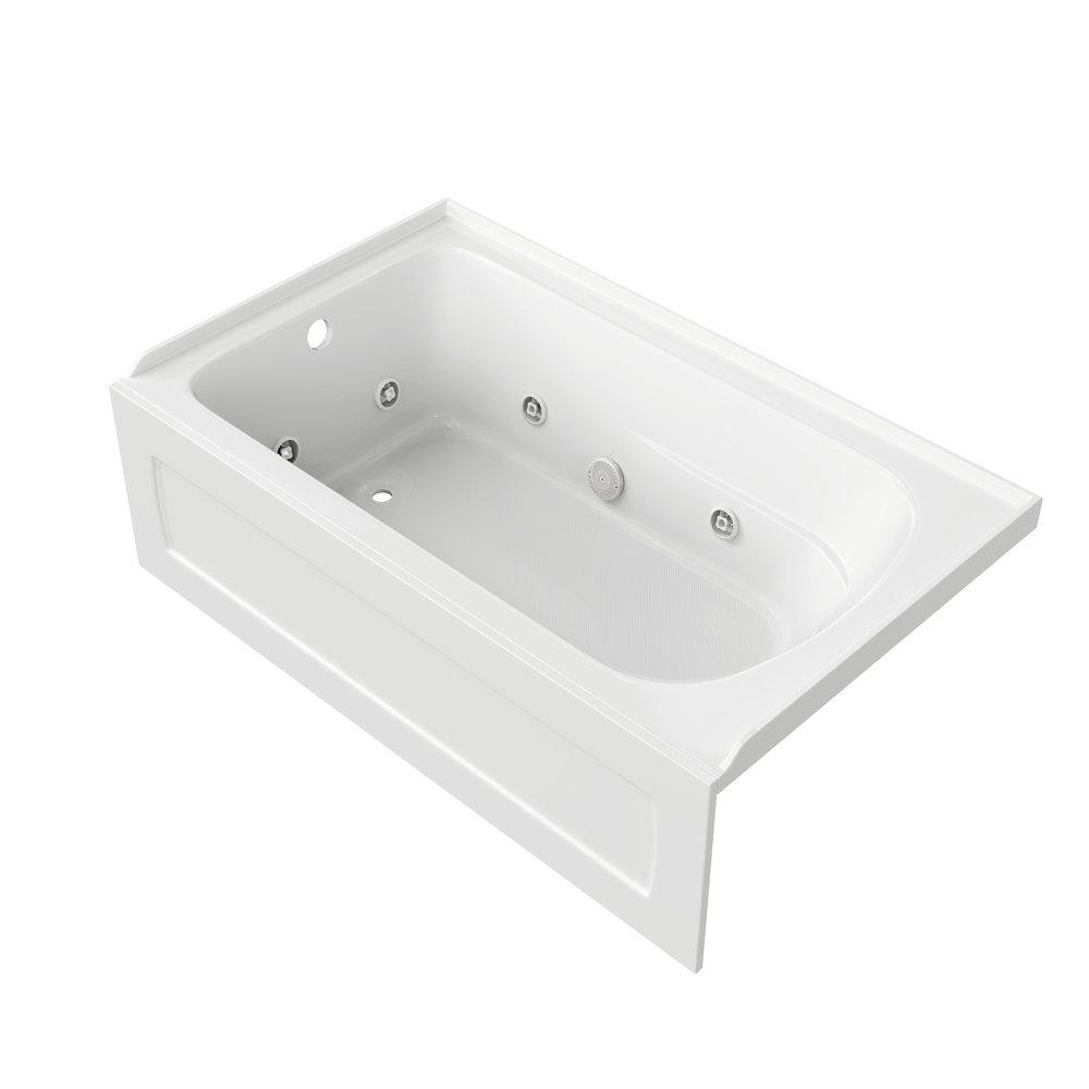 PROFLO&reg; White 60 x 36 in. Whirlpool Alcove Bathtub with Drain in White 