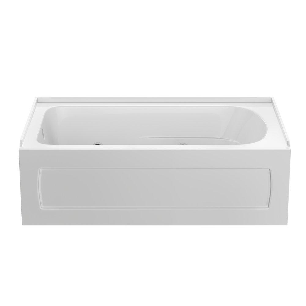 PROFLO&reg; White 60 x 36 in. Whirlpool Alcove Bathtub with Drain in White 
