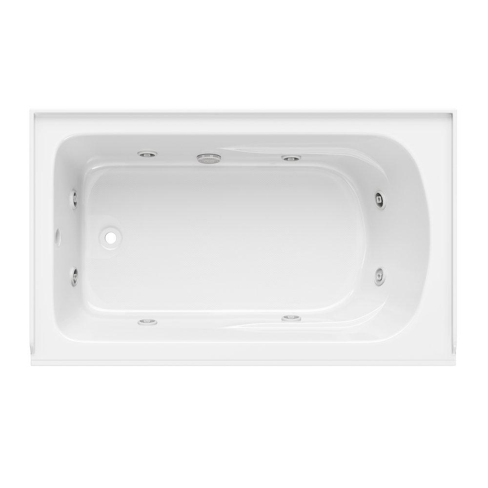 PROFLO&reg; White 60 x 36 in. Whirlpool Alcove Bathtub with Drain in White 