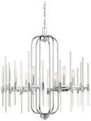 60W 6-Light Candelabra E-12 Incandescent Chandelier with Glimmering Staggered Glass in Polished Chrome