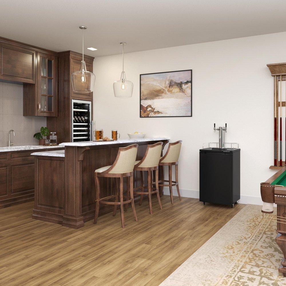 Edgestar Black 20-3/16 in. Dual Tap Beer Dispenser 