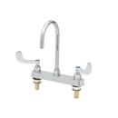 T&S Brass Polished Chrome 1.5 gpm 2 Hole Deck Mount Workboard Institutional Sink Faucet with Double Wristblade Handle 