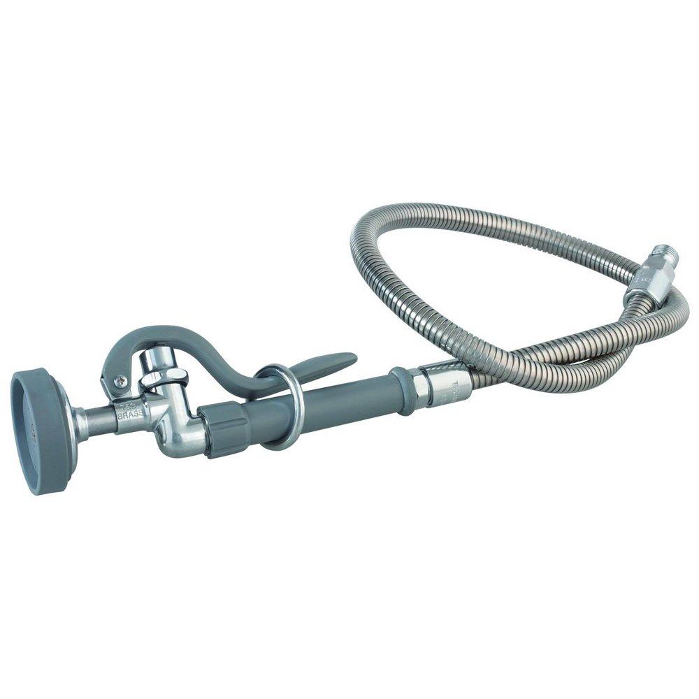 T&S Brass Silver/Grey MNPT Spray Valve with Flexible Hose in Silver and Grey 