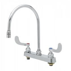 Workboard Faucet, 8" Deck Mount, 135X-A22 Swivel Gooseneck, 4" Wrist-Action Handles