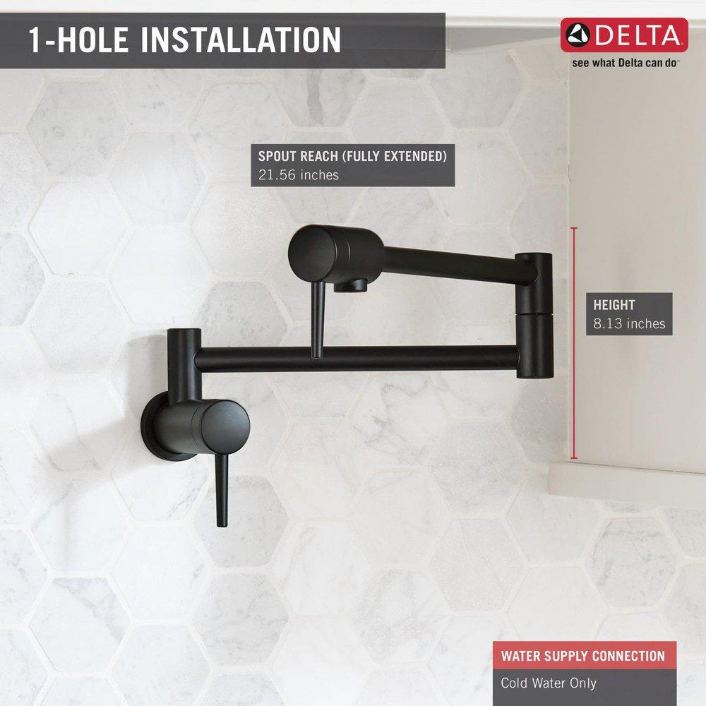 Delta Faucet Matte Black Two Handle Lever Handle Pot Filler 