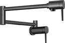 Two Handle Wall Mounted Pot Filler with 24" Dual Jointed Swing Spout in Matte Black