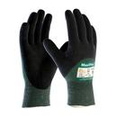 S Size Yarn Glove with Premium Nitrile Coated MicroFoam Grip in Green with Black