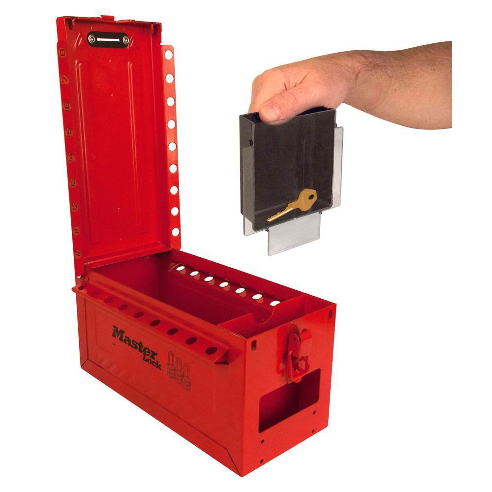 Master Lock Red 6-27/64 x 5-21/32 in. Portable Group Lock Box with Key and Side Window 