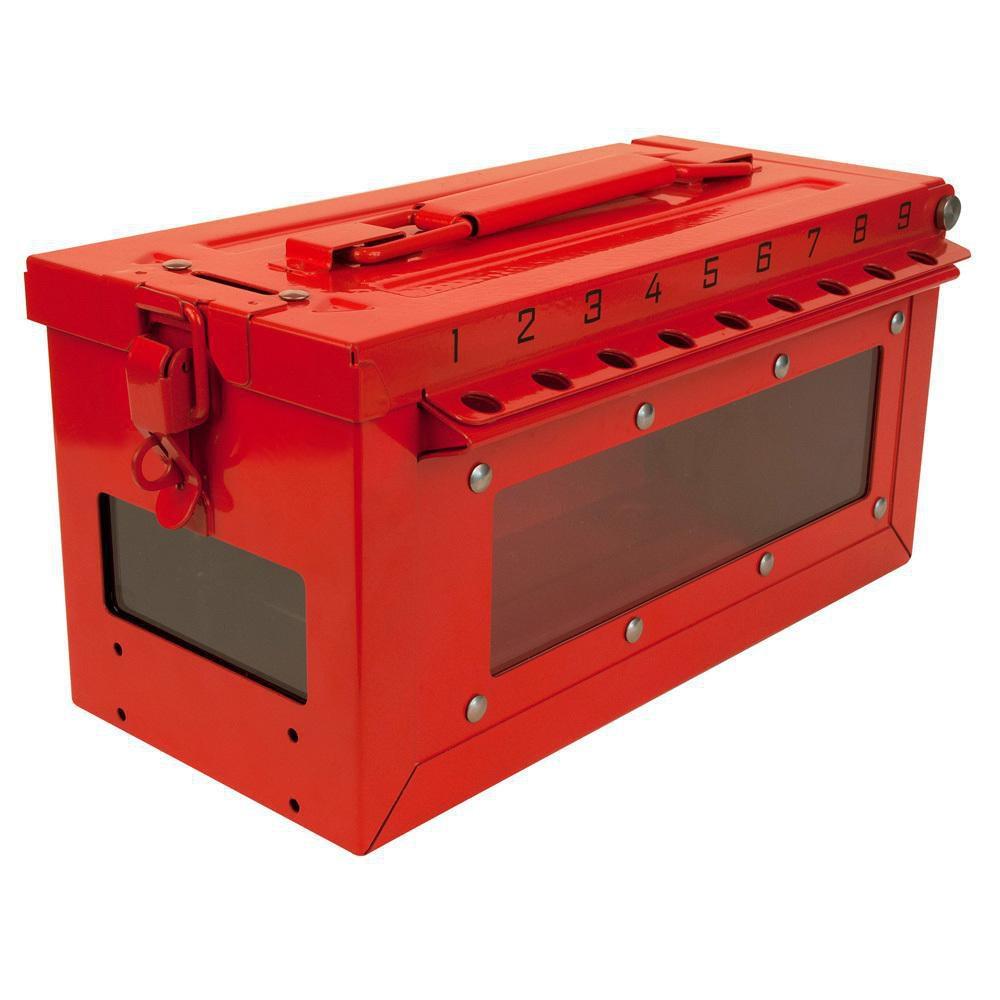 Master Lock Red 6-27/64 x 5-21/32 in. Portable Group Lock Box with Key and Side Window 