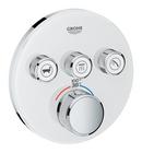 GROHE Moon White Wall Mount Round Glass Thermostatic Trim with Metering Handle 
